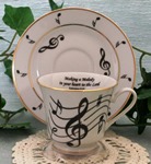 Music Notes Catherine Cup & Saucer w/Text