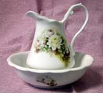 White Rose Spray Large Pitcher & Bowl       
