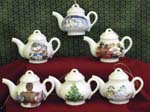 Christmas Teapot Ornament Set of 6        
