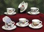 Christmas Cup & Saucer Ornament Set of 6           