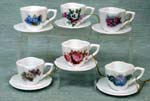 Assorted Floral Cup & Saucer Ornament Set of 6            