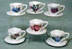 Assorted Floral Cup & Saucer Ornament Set of 6            