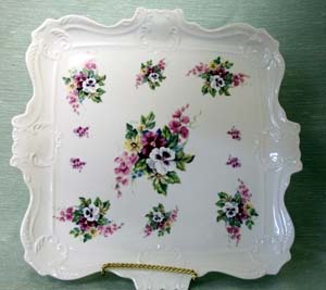 Bouquet of Pansies 14" Square Tray       
